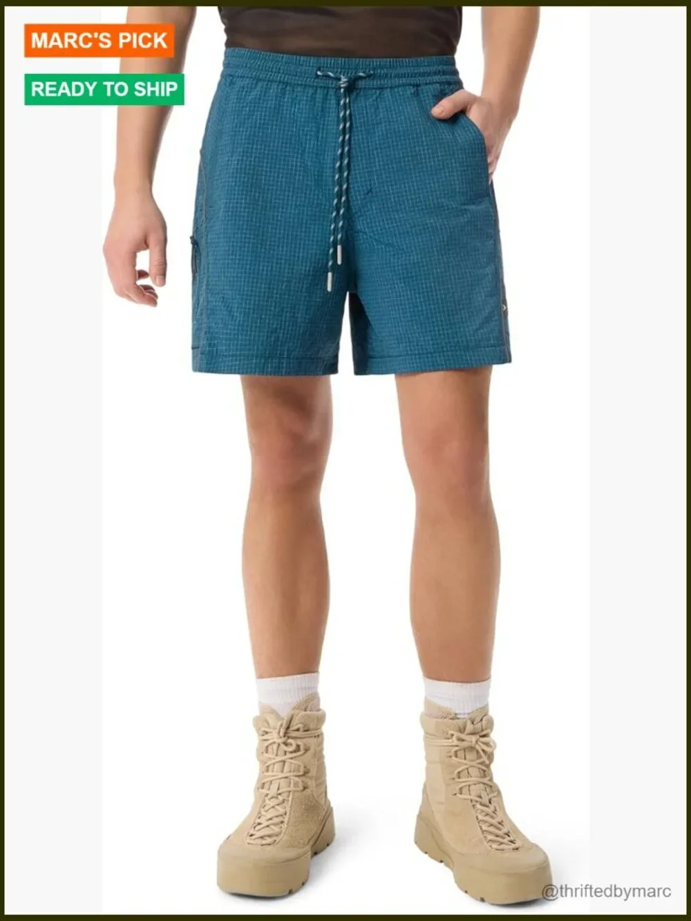 Men's Water Repellent Cargo Shorts with Elastic Waist, 5 Pockets